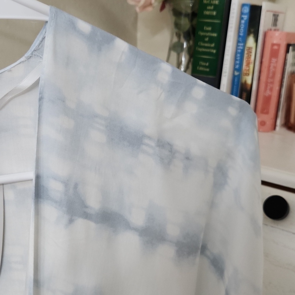 Steve Madden Cover Up Kimono Dusty Blue tie Die Lagenlook Coastal Vacation - Picture 6 of 7